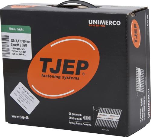 TJEP GR 31/80 D-Kopf Streifennägel 34° glatt Blank, 3,1x80mm Maxibox