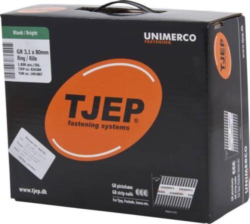 TJEP GR 31/80 D-Kopf Streifennägel 34° Rille Blank, 3,1x80mm Maxibox