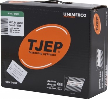 TJEP GR 34/100 D-Kopf Streifennägel 34° glatt Blank, 3,4x100mm Maxibox