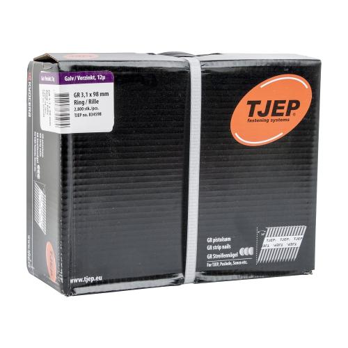 TJEP GR 31/98 D-Kopf Streifennägel 34° Rille Verzinkt, 3,1x90mm Jumbobox