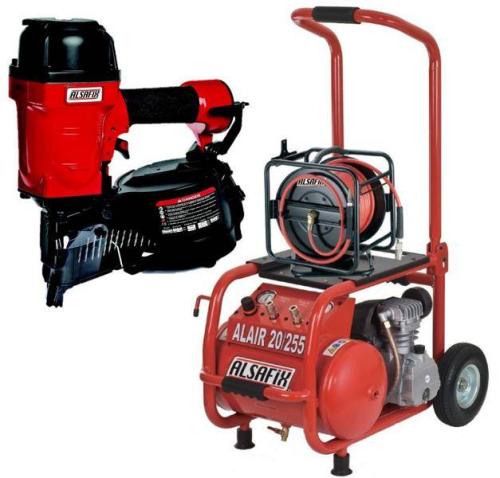 Preview: ALSAFIX Druckluft-SET, Kompressor, Schlauch und Coilnagler C38/90 P1