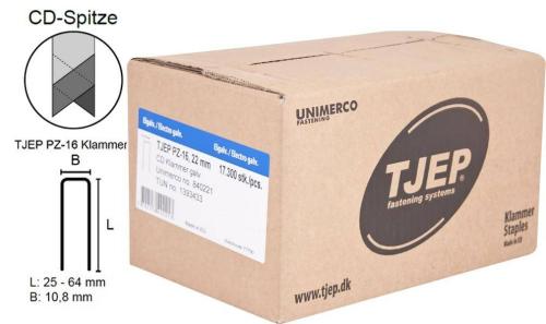 TJEP PZ-16 Klammern 22 mm, verzinkt und geharzt, CD-Spitze